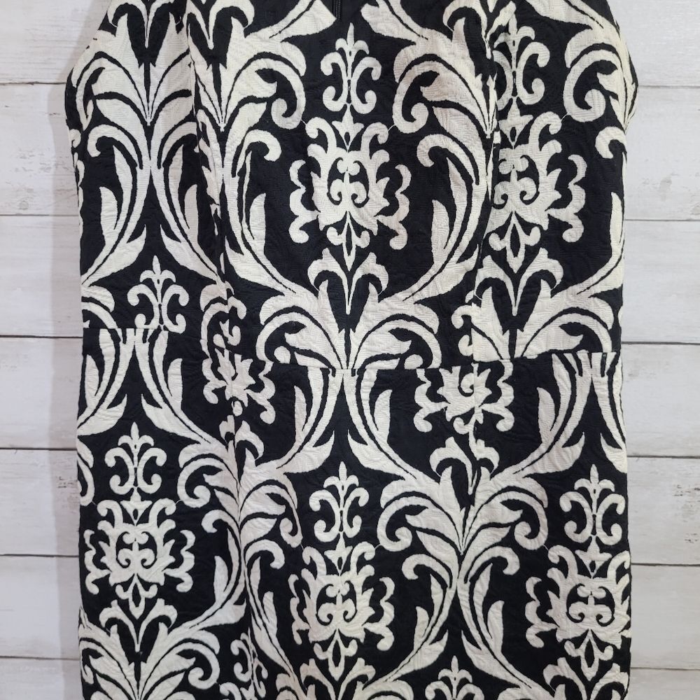 Jade Black & White V Neck Jacquard Dress Work Career Size XS - Picture 3 of 9